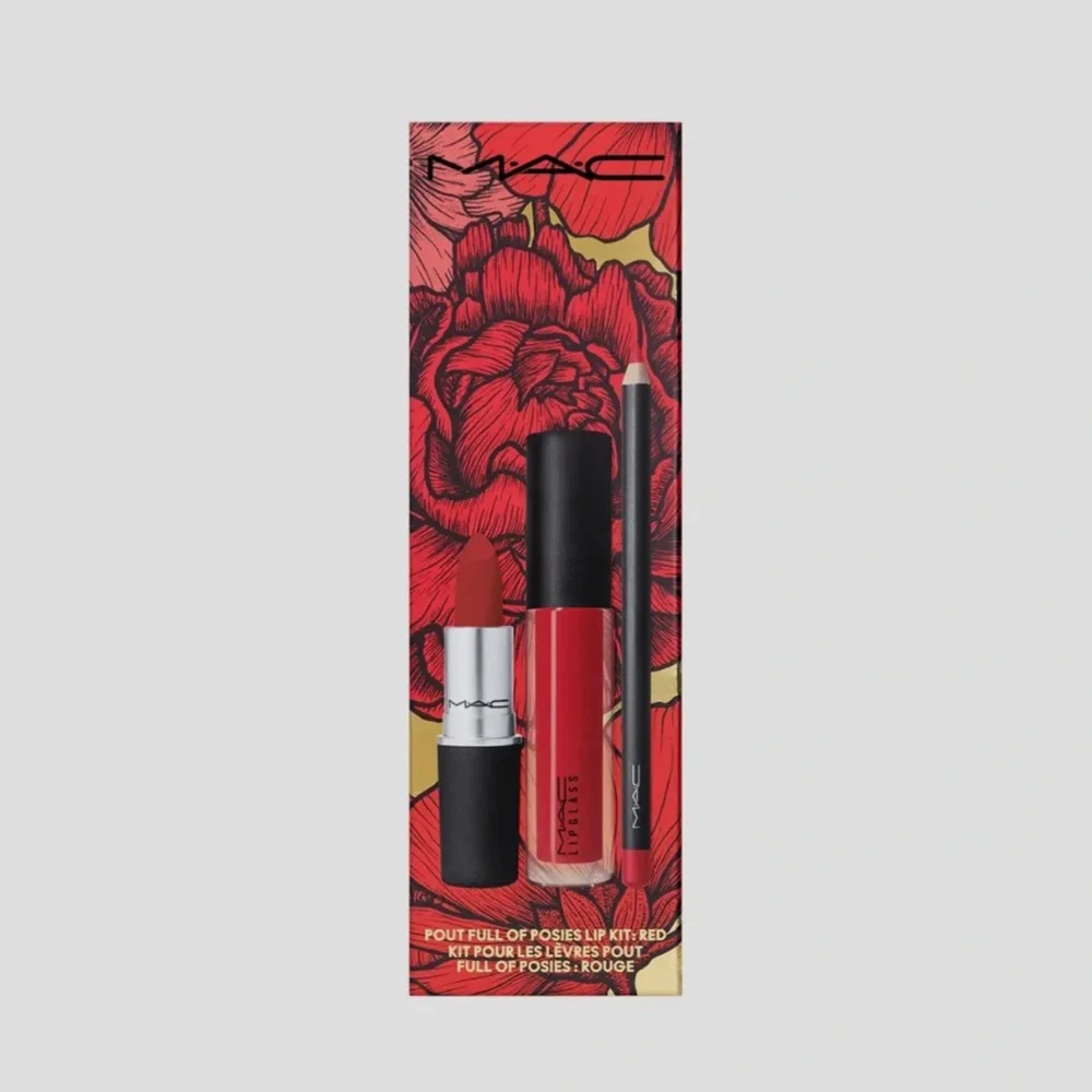 New ! MAC Pout Full of Posies Lip Kit in red